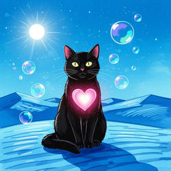 Black cat with heart
