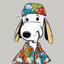 Draw me a picture of Snoopy, wearing a Haw Hawaiia