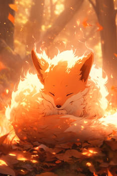 Sleeping Fluffy Fire Fox