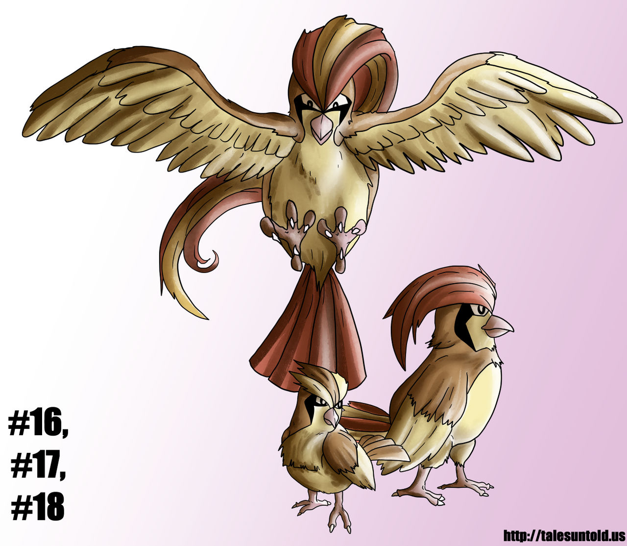 Pidgey Family- Gotta Draw 'Em All 16-18 by Punished-Kom