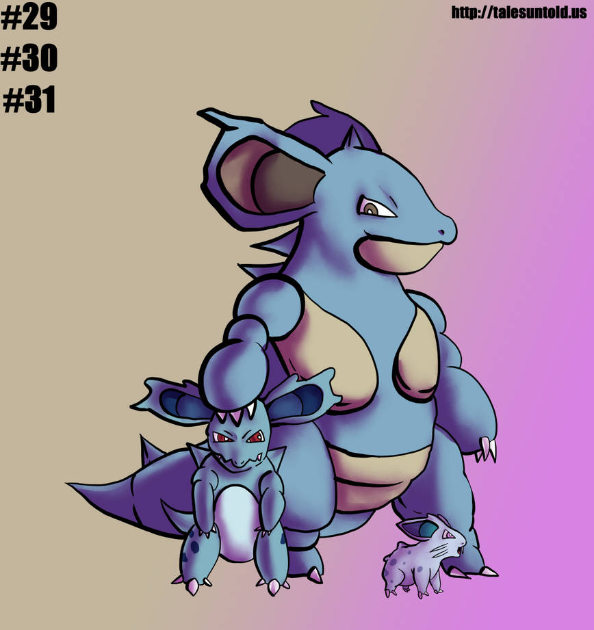 Nidoran(F) Family- Gotta Draw 'Em All by Punished-Kom