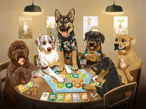 Dogs Playing Catan