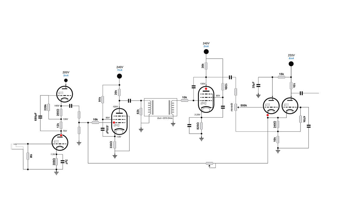 Subminiature Spring Reverb Schematic v2 by SoulFetish on DeviantArt