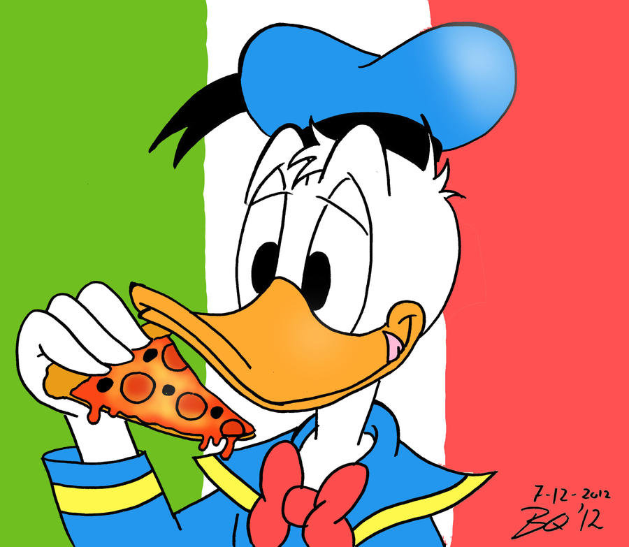 Donald Duck eating some Italian pizza by MagicalMerlinGirl on DeviantArt
