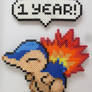 Pokemon - Perler Bead Cyndaquil 1 Year Anniversary