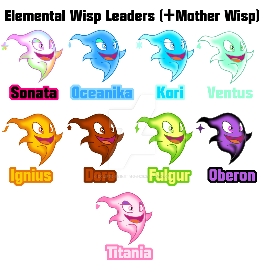 Elemental Wisp Leaders (+ Elemental Wisp Mother) by Eclipse-Knight15 on ...