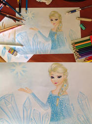 Elsa from Frozen Colored Pencils + Drawing Video by Amana-HB