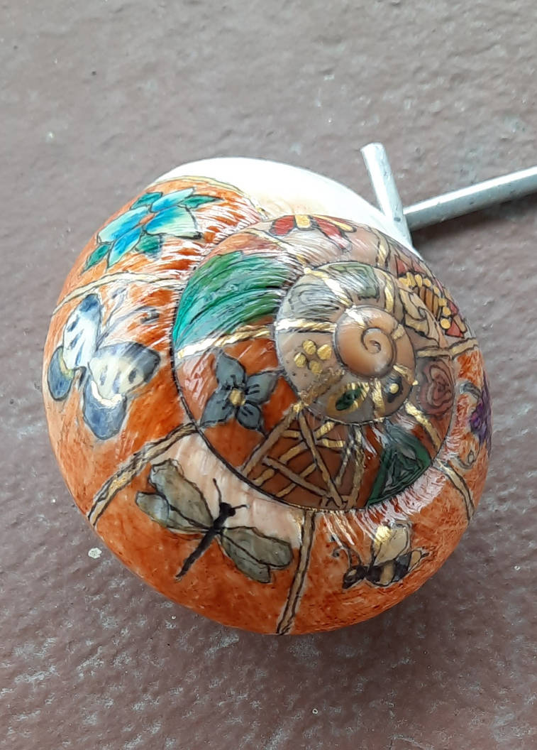 Painted shell paperweight by Vickssper on DeviantArt