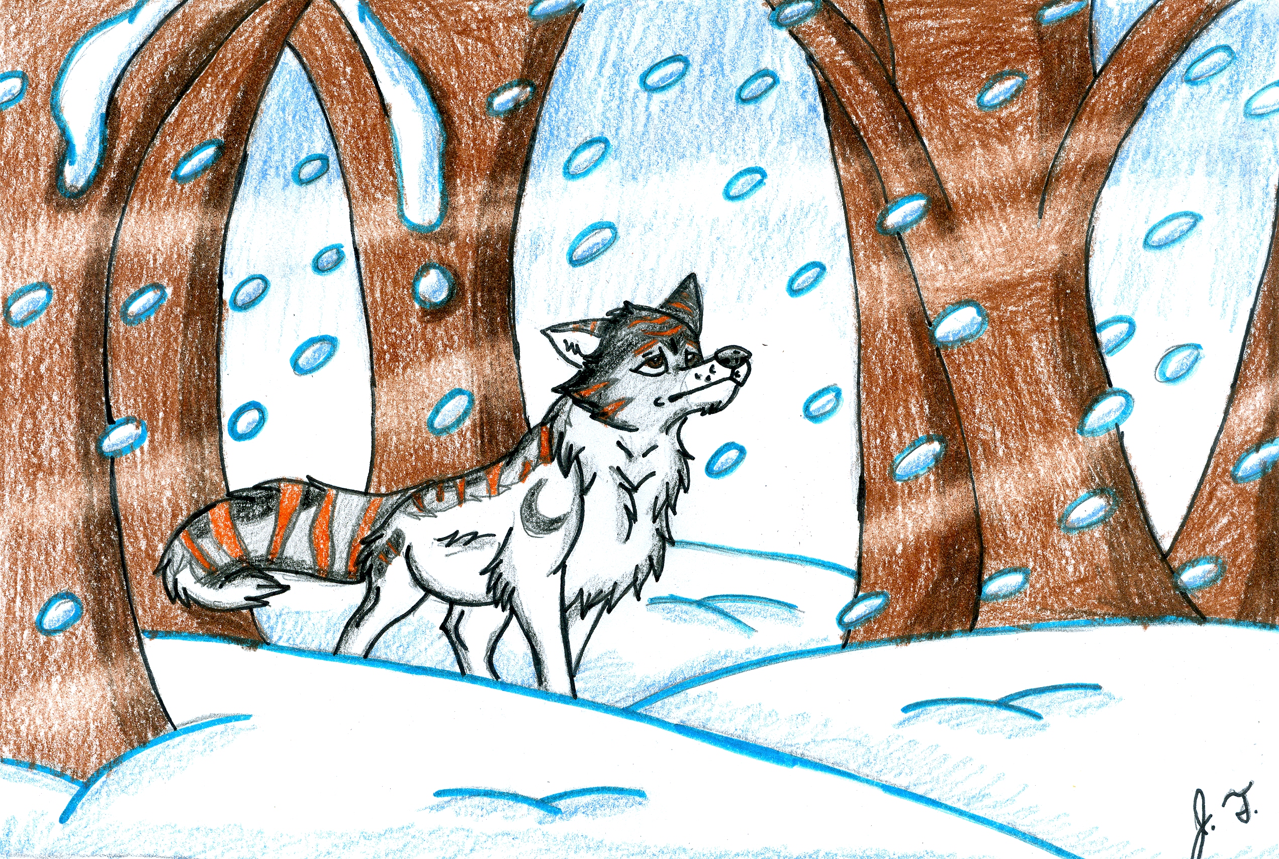 Commission - Fushigi in a Snowy Forest