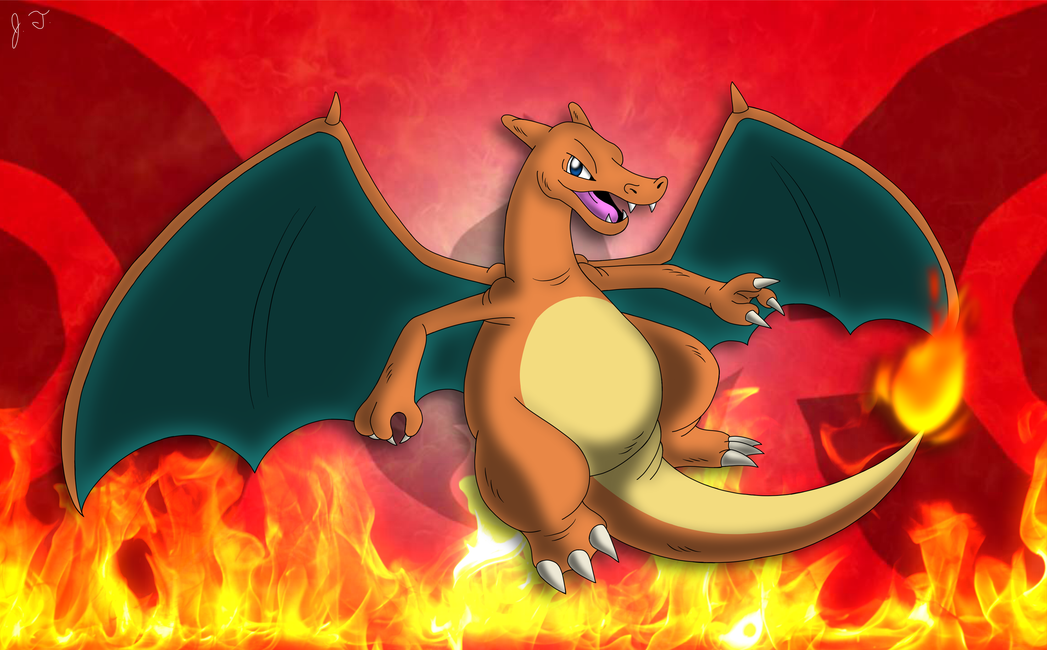 Pokemon chermeleon, fire, anime, red dragon, red, evulation, HD phone  wallpaper