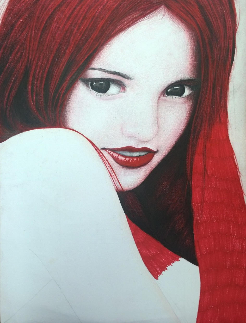 Mixed Media Portrait-Scarlet Red(wip)