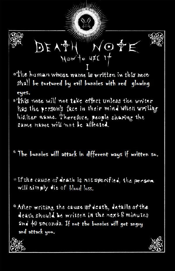DeathNoteInstructionsMyVersion By FireWolfDemon99 On DeviantArt