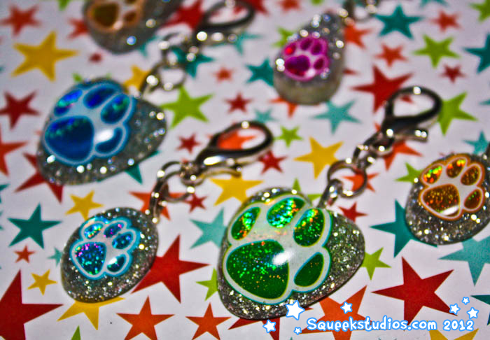 Glitter Paw Collar Charms