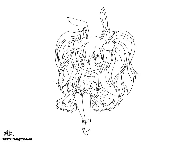 chibi bunny girl - lineart