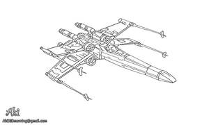 X-Wing starfighter - lineart