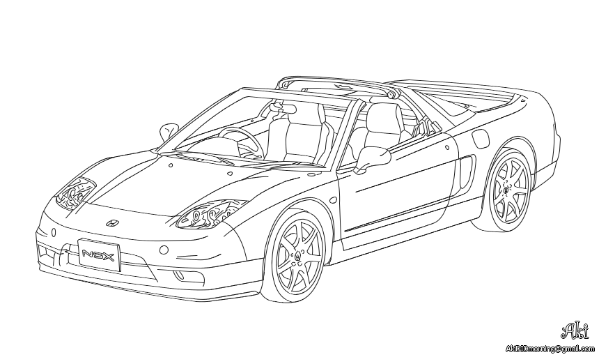 Honda NSX lineart by AkiOrinoco on DeviantArt