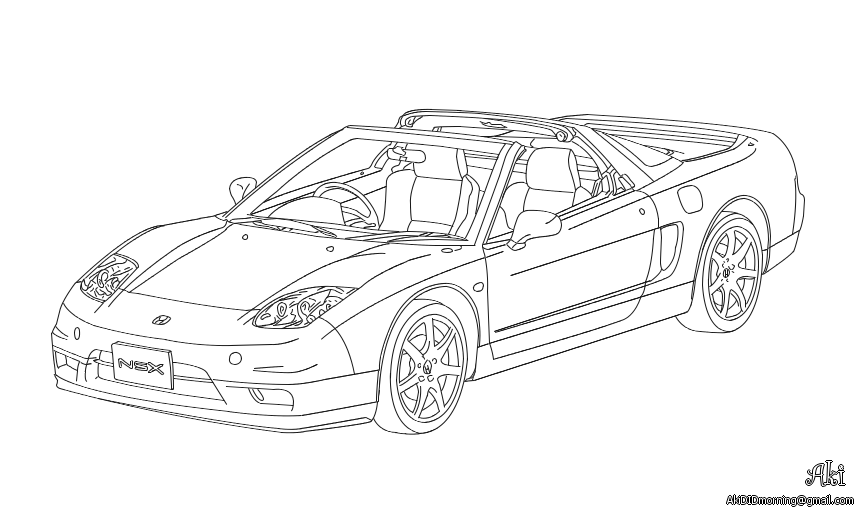 Honda NSX - lineart by AkiOrinoco on DeviantArt