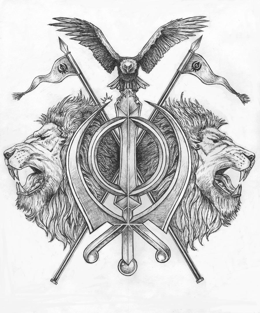 an Indian tattoo with the Khanda symbol