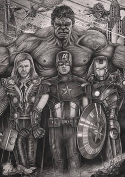 'The Avengers' graphite drawing