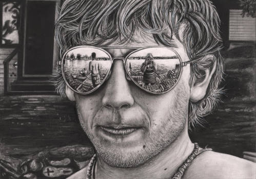 'Look into my Glasses' graphite drawing