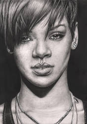 'Rihanna' graphite portrait by Pen-Tacular-Artist