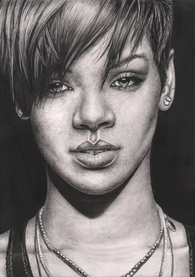 'Rihanna' graphite portrait by Pen-Tacular-Artist on DeviantArt