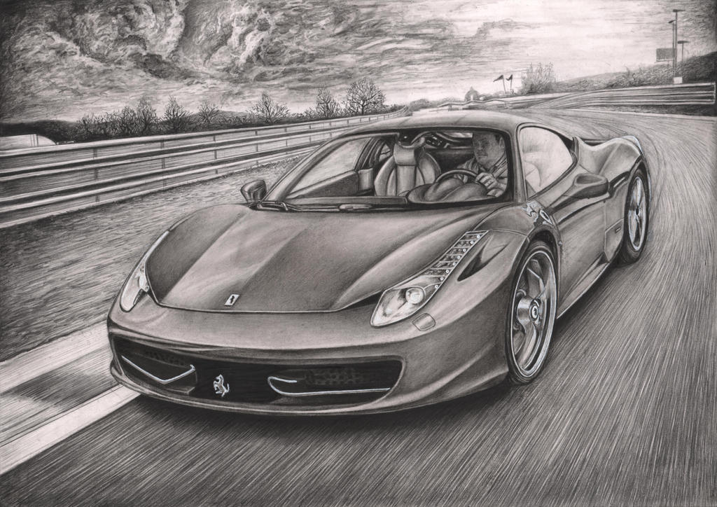 Ferrari 458 Italia Graphite Drawing By Pen Tacular Artist