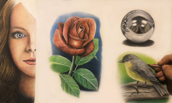 PRACTISING USING COLOUR PENCILS WTH RANDOM OBJECTS