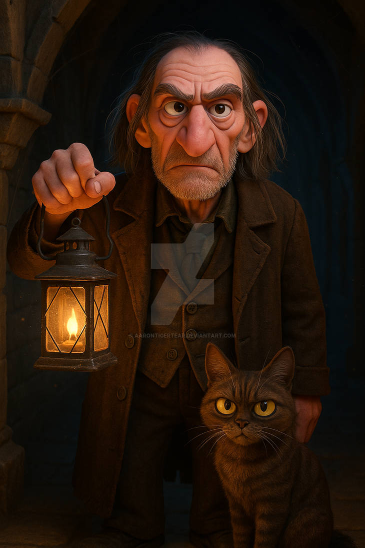 Filch Angry Argus Filch and Mrs. Norris by AaronTigerTear on DeviantArt