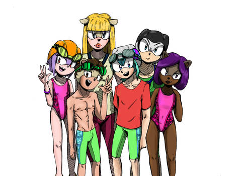 Timur and his swimming team coloured