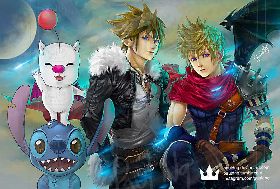 Kingdom Hearts - Sora, Roxas as Squall, Cloud by pauldng on DeviantArt