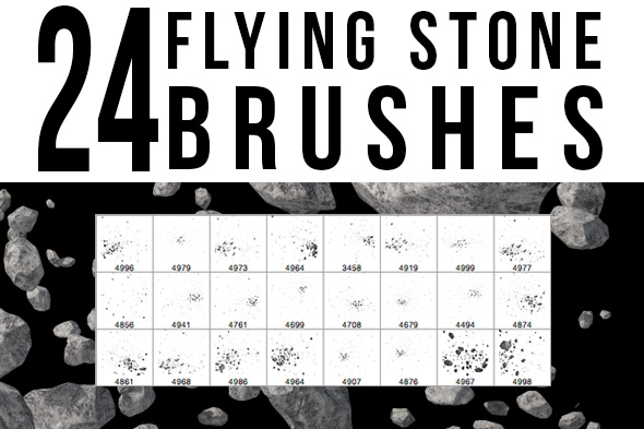 24 Flying Stone Brushes by stockgorilla 24 Flying Stone Brushes by stockgorilla