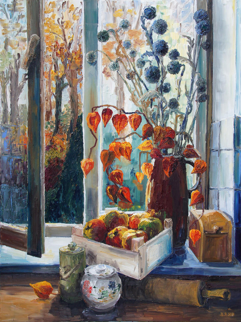 Autumn At The Kitchen Window by BarbaraPommerenke