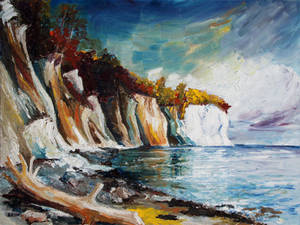 Chalk Cliffs On The Island Ruegen In Fall