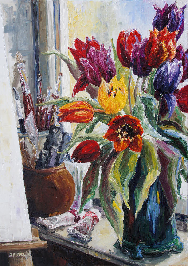 Studio Corner With Tulips