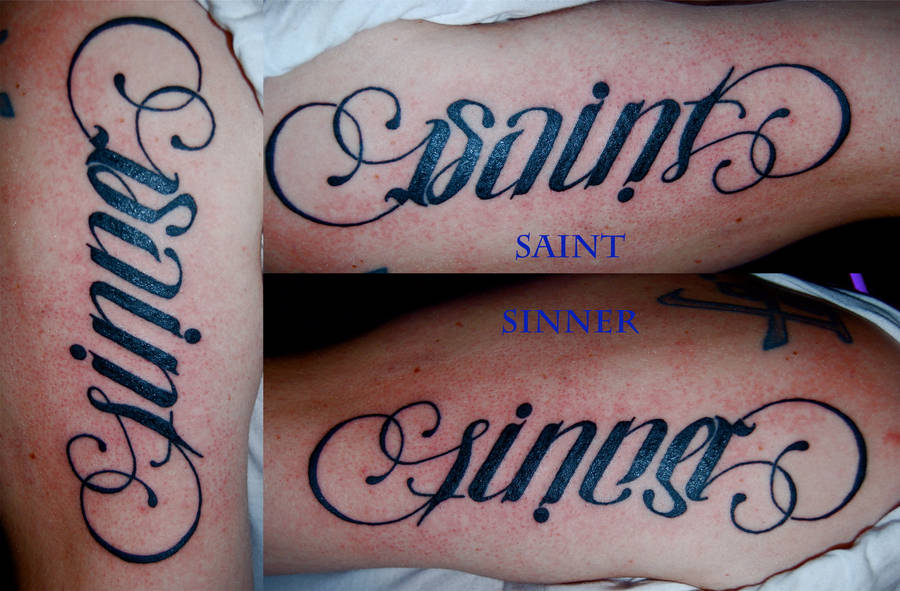 Saint Sinner ambigram by HotWheeler