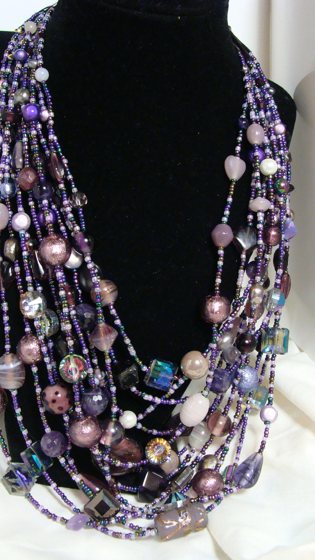 Purple Multi Strand Statement Necklace front shot