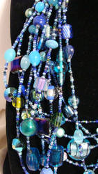 Blue Multi-Strand Statement Necklace left side