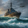 Warship in atlantic storm 2