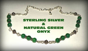 Sterling silver and natural green onyx necklace