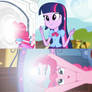 Pinkie looks into the portal