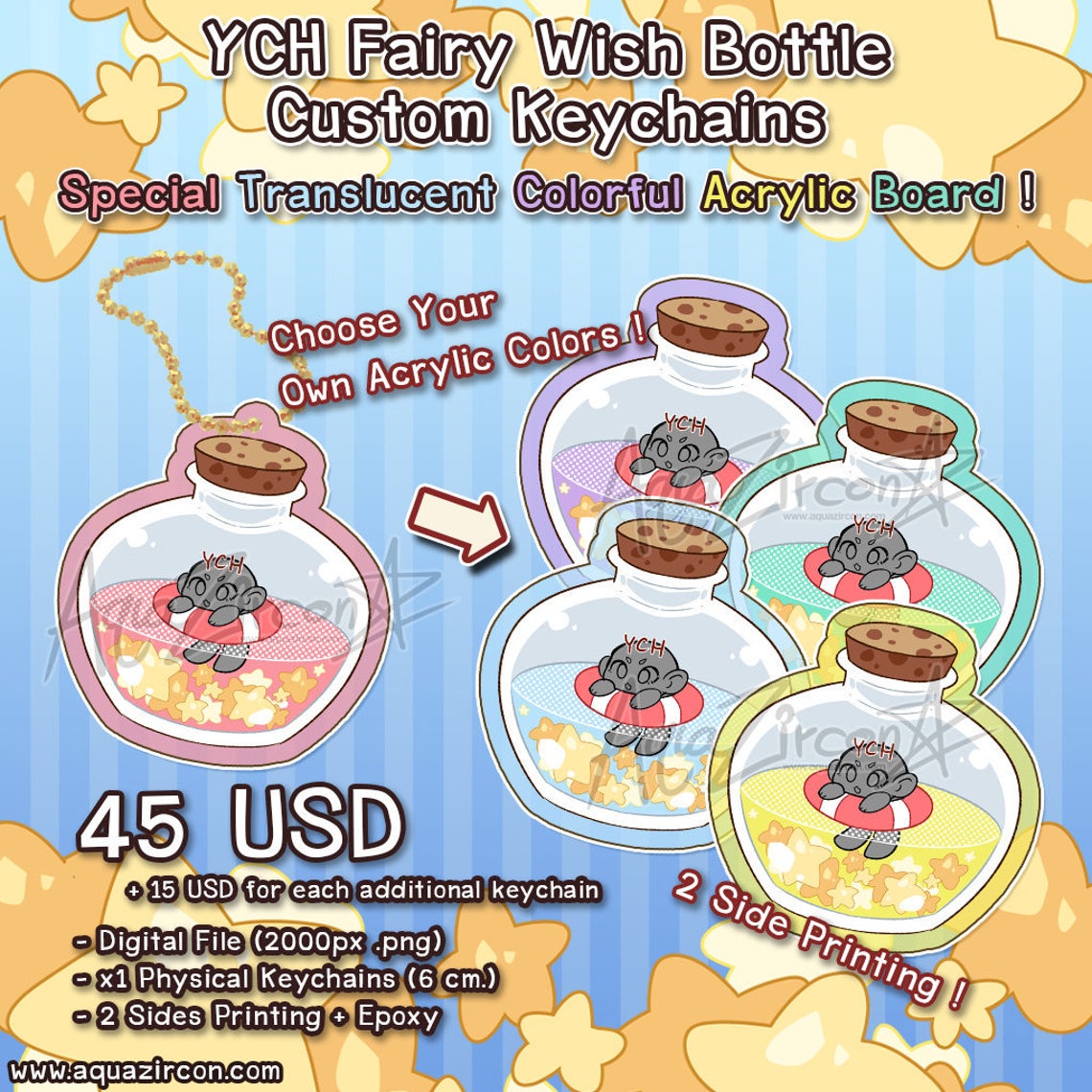 YCH Chibi Fairy Wish Bottle Custom Keychain