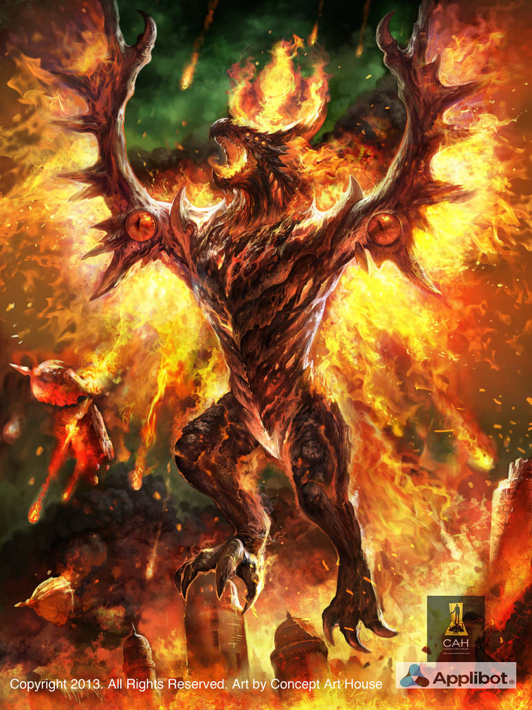 Обещанная огненному демону. Демон Титан. Демон Титан арт. Спригган Огненный демон. Огненный Титан Молох.