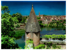 THE BERBIE PALACE IN ALBI WITH VIEW OVER THE TARN.