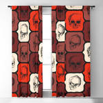 Skulls Retro Vintage Red Black Beige Curtains by alternative-rox