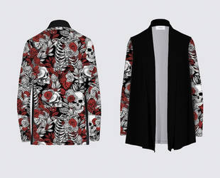 Skulls and Flowers Rock and Roll Gothic Cardigan by alternative-rox