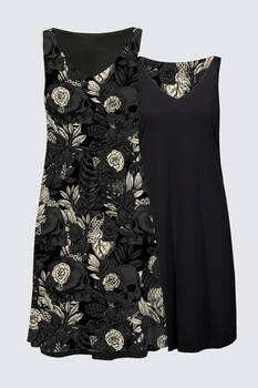 Skulls and Flowers Rock Metal Gothic Black Dress