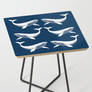 Whales Blue White Cyanotype Fish Side Table