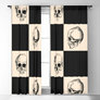 Skulls Horror Gothic Victorian BLK Beige Curtains