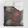 Roses and Peonies Vintage Comforter Red White